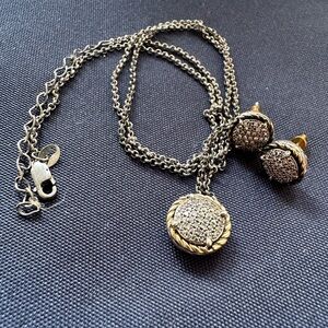 925/14k Diamonds Necklace and Earring Set